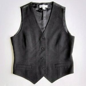 Petite Sophisticate Black Paisley Vest Wool Blend